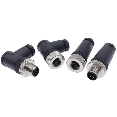 1Pcs M12 Sensor Connector Straight Angle Male Female Screw Threaded Plugs Coupling 3 4 5 8 Pin(Angle Female PG9,3P) in Saudi Arabia