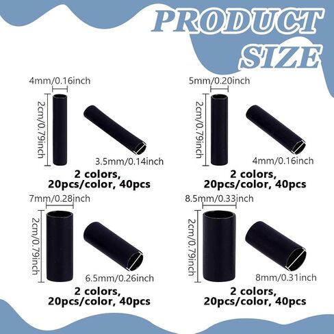 NBEADS 160 Pcs 8 Styles Plastic Heat Shrink Tubing, Plastic Shoelace Ends Tips Shortening Repair Aglet Tips for Repairing and Shortening, 0.79x0.16-0.33inch in Saudi Arabia