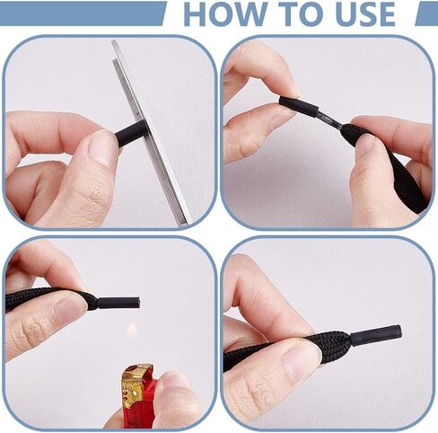 NBEADS 160 Pcs 8 Styles Plastic Heat Shrink Tubing, Plastic Shoelace Ends Tips Shortening Repair Aglet Tips for Repairing and Shortening, 0.79x0.16-0.33inch in Saudi Arabia