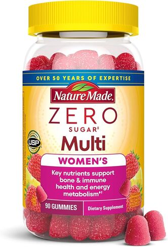 Nature Made Zero Sugar Multivitamin Women's Gummies, Bone & Immune Support, Aspartame Free, 90 Sugar Free Multivitamin Gummies, 45 Day Supply in Saudi Arabia