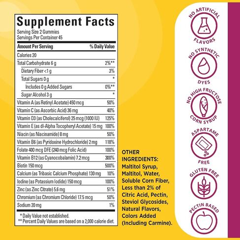 Nature Made Zero Sugar Multivitamin Women's Gummies, Bone & Immune Support, Aspartame Free, 90 Sugar Free Multivitamin Gummies, 45 Day Supply in Saudi Arabia