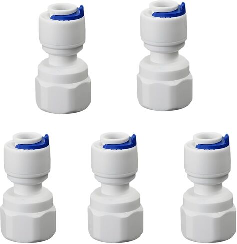1/4" Female Thread to 1/4" Tube Straight Quick-Connect Adapter, Push-Fit Plastic Pipe Fitting for RO Reverse Osmosis Water Filter Systems, Beverage Dispensers, Water Purifiers (5pcs) in Saudi Arabia