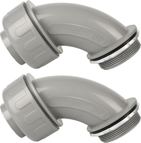 Conduit Connectors, 2-Inch Liquid Tight Connector NPT Non-Metallic for PVC Electrical Flexible Conduit Fittings, 90 Degree, UL Listed for Home Outdoor Tubes Tools, Grey (5-Pack) in Saudi Arabia