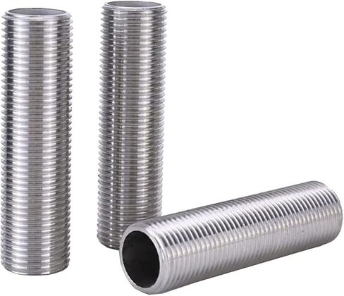 Stainless Steel Full Thread Nipple Barrel Pipe Fitting, 1/4" 3/8" 1-1/4" 1-1/2" 1/2" 3/4" 2-1/2" 2" 1" 50/75/100mm Long Hollow Dental Tube (1) in Saudi Arabia
