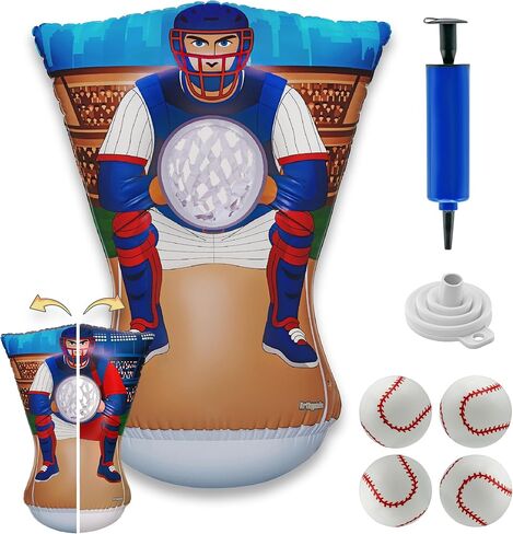 Pitching Target for Kids – Double-Sided Baseball Training Equipment for Indoor & Backyard Baseball Practice, Inflatable Strike Zone with Balls & Pump, Ages 3+ in Saudi Arabia