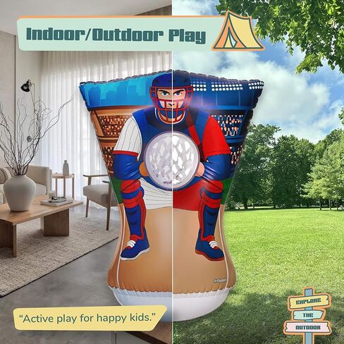 Pitching Target for Kids – Double-Sided Baseball Training Equipment for Indoor & Backyard Baseball Practice, Inflatable Strike Zone with Balls & Pump, Ages 3+ in Saudi Arabia