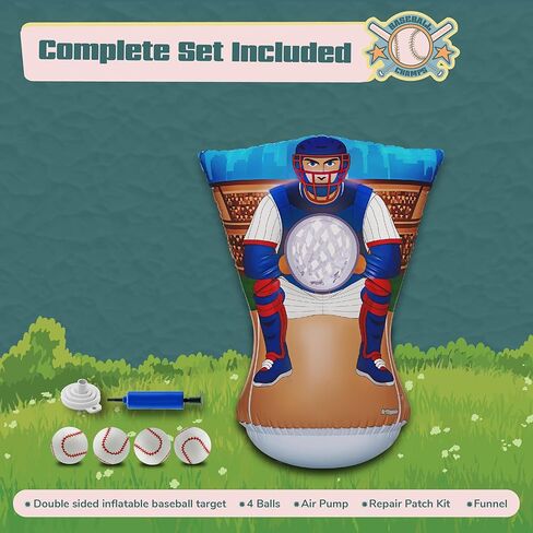 Pitching Target for Kids – Double-Sided Baseball Training Equipment for Indoor & Backyard Baseball Practice, Inflatable Strike Zone with Balls & Pump, Ages 3+ in Saudi Arabia