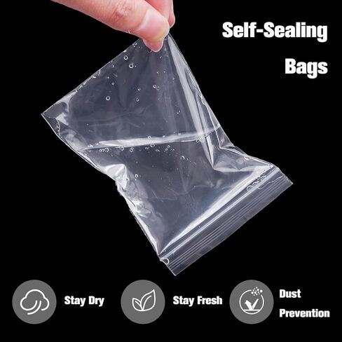 3 x 4 inch 2 mil Storage Bags, 100pcs Plastic Bags, Resealable Small Clear Zip Bag for Jewelry Candy Small Business Storage in Saudi Arabia