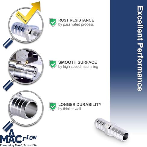 MAACFLOW الفولاذ المقاوم للصدأ 1 "إلى 3/4" خرطوم مخفض معرف الشائكة (حزمة من 1) in Kuwait