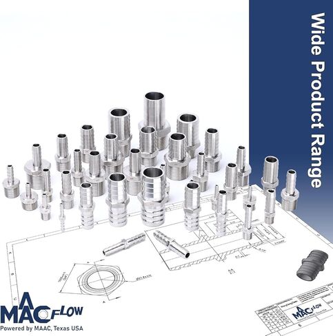 MAACFLOW الفولاذ المقاوم للصدأ 1 "إلى 3/4" خرطوم مخفض معرف الشائكة (حزمة من 1) in Kuwait