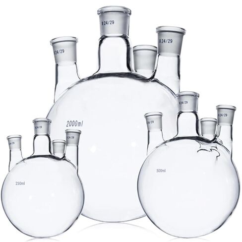 19/26 24/29 29/32 Standard 100/250/500/1000/2000ml 4-Neck Glass Reaction Flask Labrotary Glassware Experiment(500ml 24-19-19-19) in Saudi Arabia