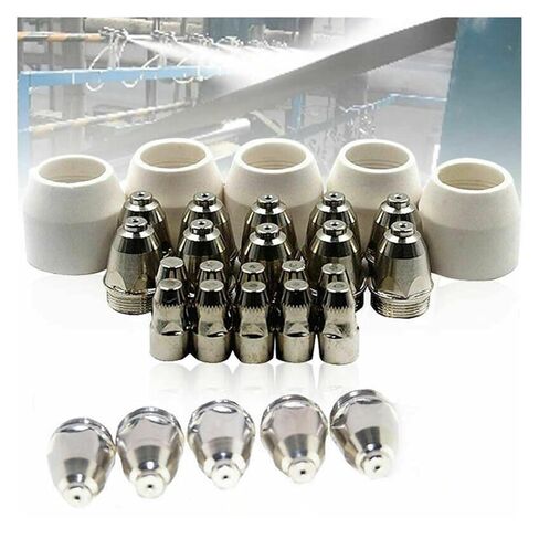 25Pcs Welding Nozzles Wear Parts Set Ceramic Cap Plasma Cutting Machine Suitable for All P-80 Torches Nozzle in Saudi Arabia