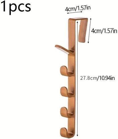 1pc Over The Door Hooks, Multi-Purpose Wallet and Clothes Rack for Bedroom and Home Organization, Brown in Saudi Arabia