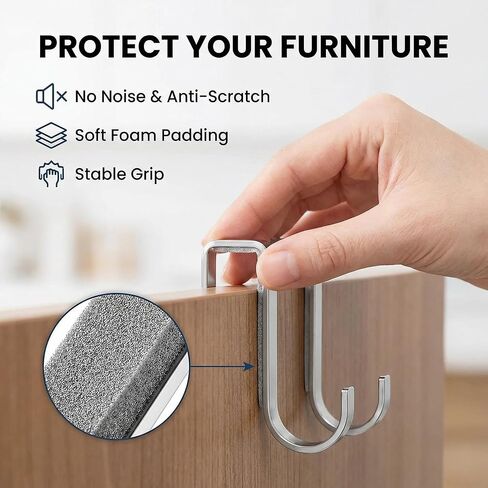 Over The Door Hooks 5 Pack, Stainless Steel Door Hanger with 7cm Long Hooks for Cabinet Closet Bathroom, No Drill No Damage, Holds 10kg, Space Saving Organizer for Towels Hats Bags in Saudi Arabia
