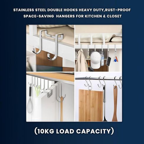 Over The Door Hooks 5 Pack, Stainless Steel Door Hanger with 7cm Long Hooks for Cabinet Closet Bathroom, No Drill No Damage, Holds 10kg, Space Saving Organizer for Towels Hats Bags in Saudi Arabia