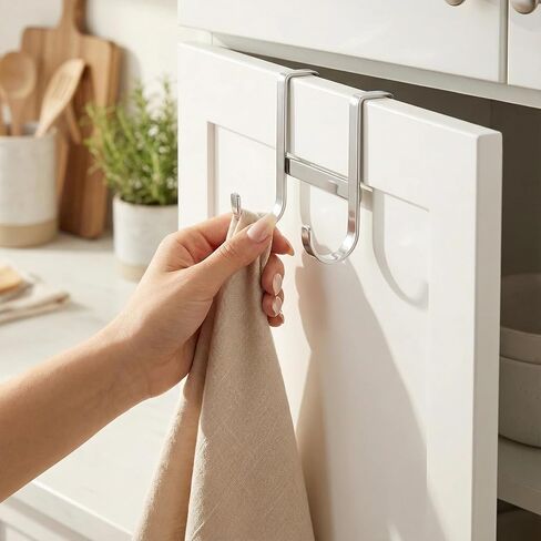 Over The Door Hooks 5 Pack, Stainless Steel Door Hanger with 7cm Long Hooks for Cabinet Closet Bathroom, No Drill No Damage, Holds 10kg, Space Saving Organizer for Towels Hats Bags in Saudi Arabia