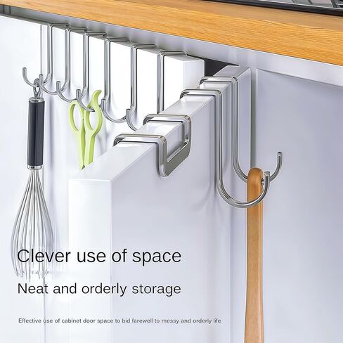 Over The Door Hooks 5 Pack, Stainless Steel Door Hanger with 7cm Long Hooks for Cabinet Closet Bathroom, No Drill No Damage, Holds 10kg, Space Saving Organizer for Towels Hats Bags in Saudi Arabia