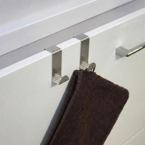 EVIDECO French Home Goods Stainless Steel Over the Cabinet Door Hooks, Space Saver Organizer for Bathroom and Kitchen, Modern Design Towel and Accessory Hooks - 2 Pack Black in Saudi Arabia