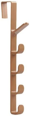 1pcs Over The Door Hooks, Clothes Hanging Organizer with 5 Hooks, Plastic Multi-Purpose Storage Rack for Wallets, Clothes, Bags, Space-Saving Design, Brown in Saudi Arabia