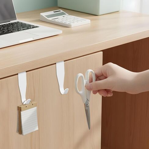 Nogeqi 4 Pack Cabinet Hooks for Hanging, J-Shape Small Over The Door Hooks, Carbon Steel Single Cabinet Hanger Hook, No Drill, Easy to Install, Fit for 0.59-0.79 Inch Doors, White in Saudi Arabia