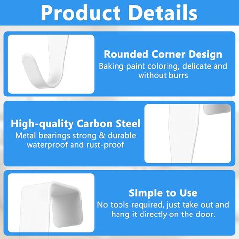 Nogeqi 4 Pack Cabinet Hooks for Hanging, J-Shape Small Over The Door Hooks, Carbon Steel Single Cabinet Hanger Hook, No Drill, Easy to Install, Fit for 0.59-0.79 Inch Doors, White in Saudi Arabia