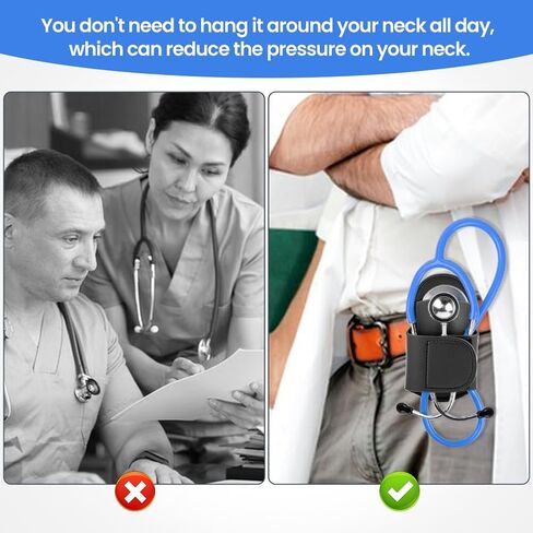 Stethoscope Holder Clip, Stethoscope Fixing Clip Portable PU Leather Holster for Physicians, Nurses(Black) in Saudi Arabia