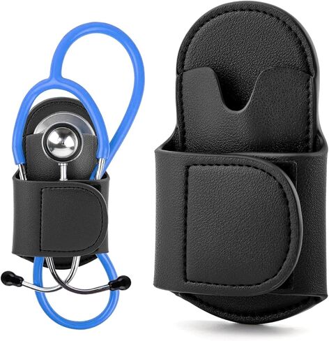Stethoscope Holder Clip, Stethoscope Fixing Clip Portable PU Leather Holster for Physicians, Nurses(Black) in Saudi Arabia