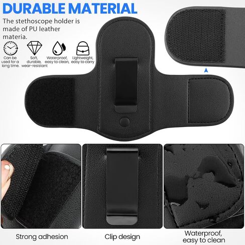 Stethoscope Holder Clip, Stethoscope Fixing Clip Portable PU Leather Holster for Physicians, Nurses(Black) in Saudi Arabia