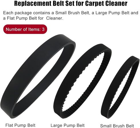 أحزمة بديلة لـ Bissell ProHeat 2X Revolution Pet Pro - تناسب موديلات 1986، 2007، 2007P - 3 عبوات (1611129، 1611130، 1606428) in Saudi Arabia