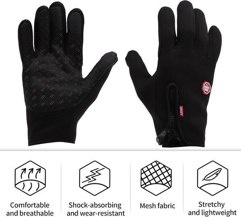 Winter Cycling Gloves Windproof Touchscreen Thermal Gloves Windproof Warm Bicycle Gloves 1 Pair in Saudi Arabia