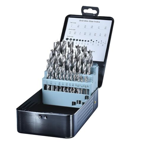 29Pcs Brad Point Wood Drill Bit Set, HSS Double Flutes 1/16" to 1/2", Standard Shank with Metal Index Storage Case, Brocas para Madera for All Wood Types Woodworking in Kuwait