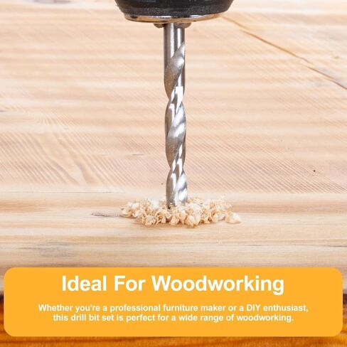 29Pcs Brad Point Wood Drill Bit Set, HSS Double Flutes 1/16" to 1/2", Standard Shank with Metal Index Storage Case, Brocas para Madera for All Wood Types Woodworking in Kuwait