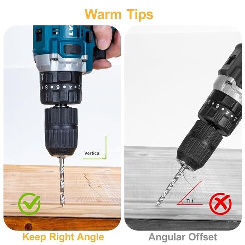 29Pcs Brad Point Wood Drill Bit Set, HSS Double Flutes 1/16" to 1/2", Standard Shank with Metal Index Storage Case, Brocas para Madera for All Wood Types Woodworking in Kuwait