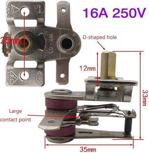250 فولت 10A 16A ارتفاع درجة الحرارة مفاتيح فرن ترموستات التدفئة المنزلية ثنائية المعدن سخان كهربائي التحكم في درجة الحرارة in Kuwait
