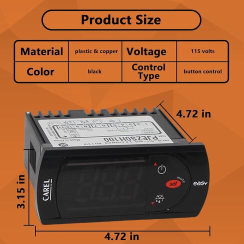 PJEZS0H100 Temperature Controller Digital Thermostat with Sensor Probe Compatible with Carel and All Refrigerator Types, 115V in Kuwait
