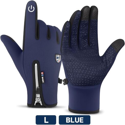 Outdoor Cold and Windproof Sports Gloves, Cold Touch Screen Anti-Slip Waterproof Windproof Suitable for Cycling and Skiing, Solo Travel, Winter Warm Gloves for Both Men and Women,Blue L Size in Saudi Arabia