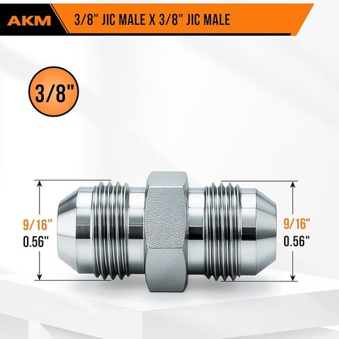 Straight Hydraulic Hose Adapter Fittings, 2403-06-06 3/8" Male JIC (9/16"-18 thread) x 3/8" Male JIC (9/16"-18 thread) SAE Connectors x 5 pack in Saudi Arabia