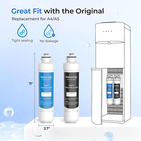 Waterdrop W281 Water Filters for Water Coolers, Replacement for Avalon® branded Bottleless Water Coolers Filters, 1,500 Gallon Extended Lifespan, More Pure Enjoyment, 2 Counts (1 Set) in Saudi Arabia