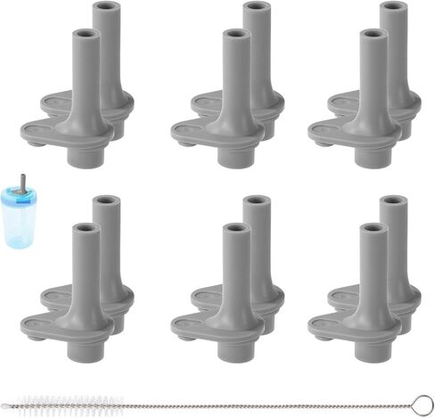 12pcs Replacement Bite Valve for Zak Designs Kelso 15oz, BPA-Free Mouth Piece Silicone Mouthpiece Lid Parts with Cleaning Brush Reusable Straw Cup Accessories Compatible with Zak (Gray) in Saudi Arabia