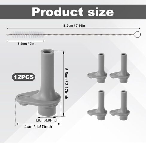 12pcs Replacement Bite Valve for Zak Designs Kelso 15oz, BPA-Free Mouth Piece Silicone Mouthpiece Lid Parts with Cleaning Brush Reusable Straw Cup Accessories Compatible with Zak (Gray) in Saudi Arabia