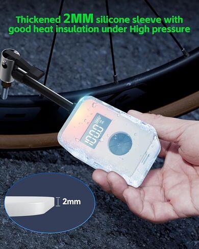 Yerantour Bike Pump with Gauge, Brushless Motor Electric Bike Pump 120PSI, Mini Portable Bicycle Pump for Presta Valve, Rechargeable Moto/Bike Tire Pump with LED Light in Saudi Arabia