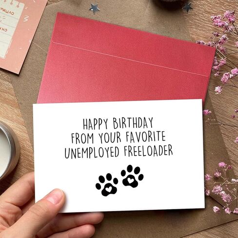 Funny Birthday Card for Dog Mom Dog Dad, Cool Gifts from Dog or Cat, Happy Birthday Card for Boyfriend Girlfriend Pet Parent in Kuwait