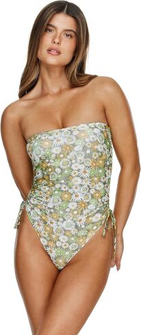 قطعة واحدة من Gottex Flirtt Bandeau - نسيج شبكي مزين بالزهور، جوانب وأشرطة قابلة للتعديل، أكواب ناعمة قابلة للإزالة، بطانة أمامية وخلفية in Saudi Arabia