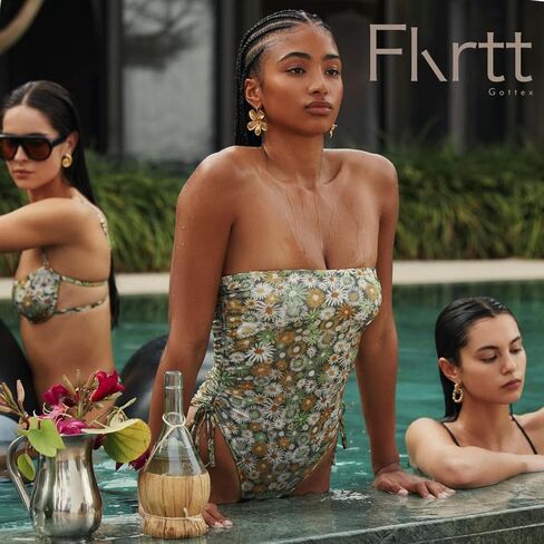 Gottex Flirtt Bandeau One Piece- Floral Mesh Fabric, Adjustable Sides & Straps, Removable Soft Cups, Front & Back Lining in Saudi Arabia