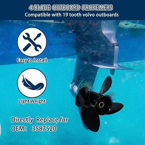 14'' X 21'' fit Volvo Penta SX Drive Engines 130-300 HP OEM Upgrade Aluminum Outboard Propeller NO.3587524 4 Blades 19 Spline Tooth,RH in Kuwait