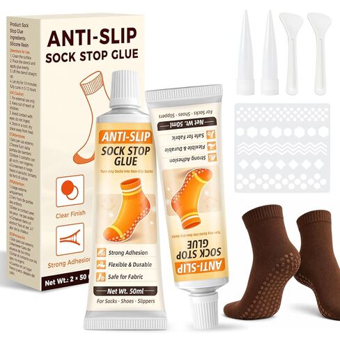 Sock Stop Glue, 2-Pack of 1.69 fl oz Each Sock Stop Anti Slip Adhesive Suitable for Children and Elder, Clear Waterproof Non Slip Sock Glue for Socks, Blankets, and Floor Mats in Kuwait