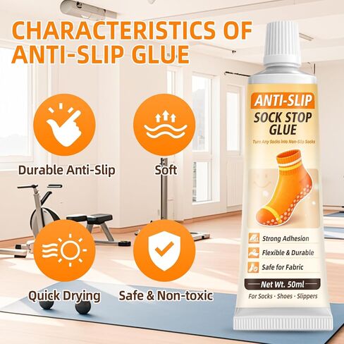 Sock Stop Glue, 2-Pack of 1.69 fl oz Each Sock Stop Anti Slip Adhesive Suitable for Children and Elder, Clear Waterproof Non Slip Sock Glue for Socks, Blankets, and Floor Mats in Kuwait