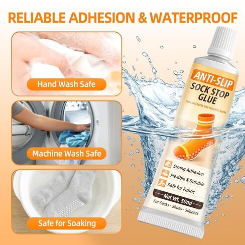Sock Stop Glue, 2-Pack of 1.69 fl oz Each Sock Stop Anti Slip Adhesive Suitable for Children and Elder, Clear Waterproof Non Slip Sock Glue for Socks, Blankets, and Floor Mats in Kuwait