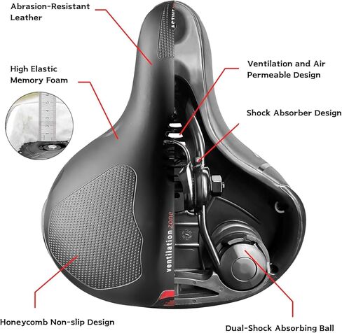 Comfort Bike Seat Cushion for Women Men, Bike Saddle with Memory Foam Padded,Waterproof Wide Bicycle Seat for Stationary, Exercise, Mountain, Road Bikes in Kuwait