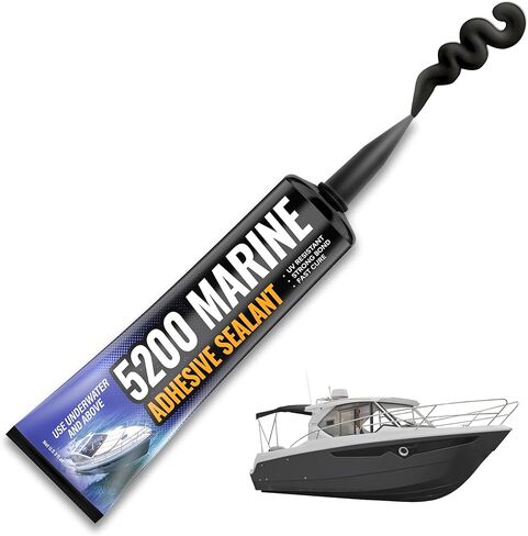 FORTIVO [Black] 5200 Marine Sealant - Fast Cure, High Bond Strength, UV Resistant Underwater 5200 Fast Cure, Marine Adhesive Sealant for Boats, Hulls, Decks, & RVs Marine Caulk Black 3oz in Saudi Arabia